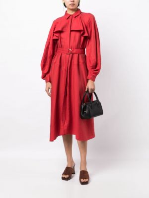 Sukienka midi z falbankami Acler czerwona