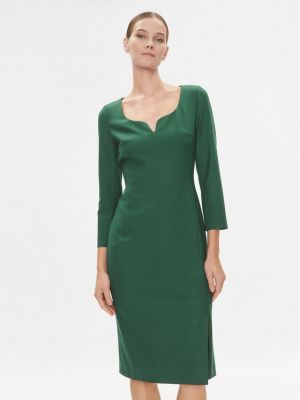 Slim fit koktejlové šaty Boss zelené