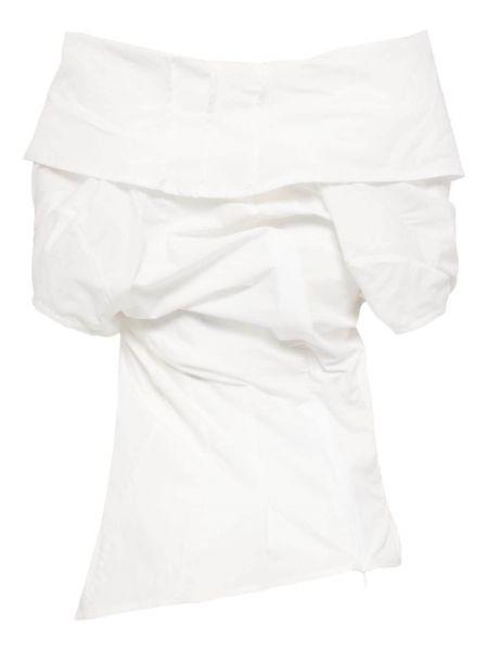 Bluzka bawełniana asymetryczna drapowana Marc Le Bihan biała
