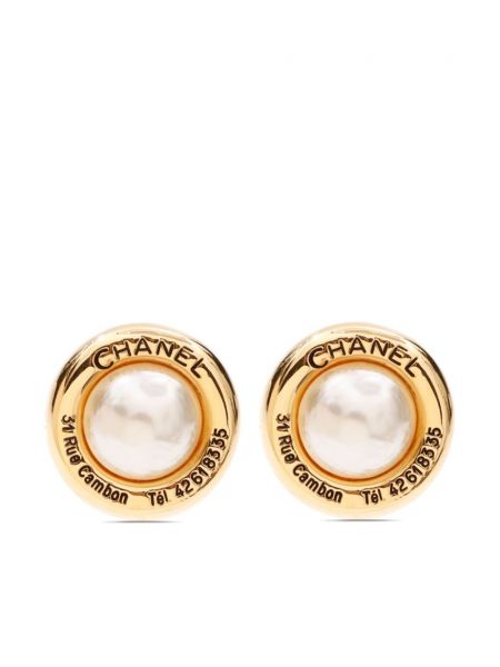 Fülbevaló gyöngyökkel Chanel Pre-owned aranyszínű