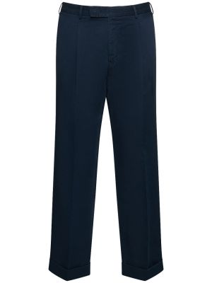 Pantalones de lino de algodón Pt Torino azul