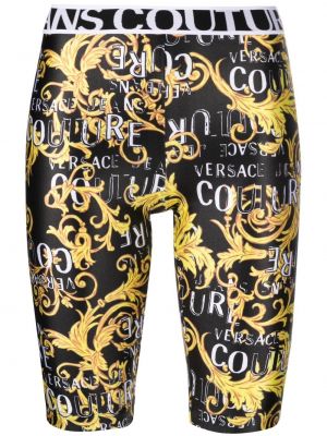Shorts di jeans con stampa Versace Jeans Couture nero