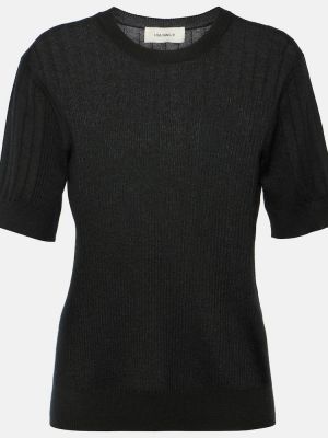 T-shirt di cachemire in maglia Lisa Yang nero