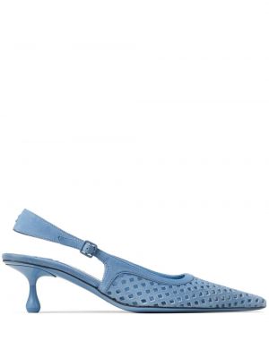 Велурени полуотворени обувки с отворена пета Jimmy Choo синьо