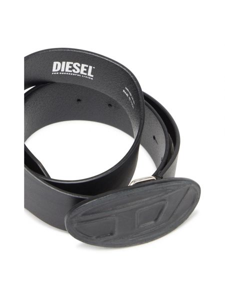 Cinturón de cuero con hebilla Diesel negro