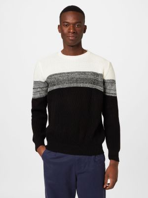 Меланжов пуловер Trendyol черно