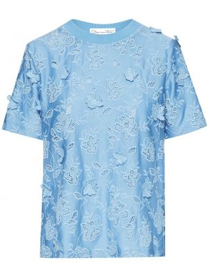 Mežģīņu t-krekls Oscar De La Renta zils