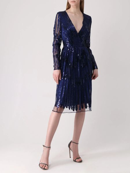 Вечернее платье с пайетками Elie Saab синее