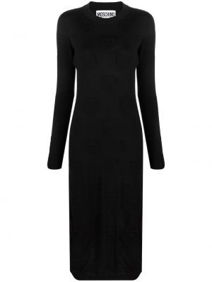 Плетена прилепнала миди рокля Moschino черно