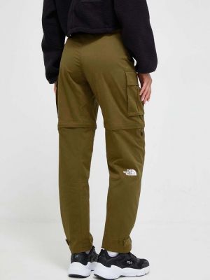 Jednobarevné kalhoty s vysokým pasem The North Face zelené