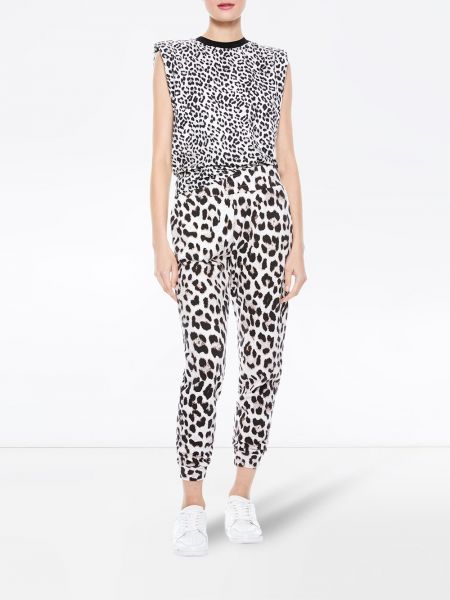 Pantalones de chándal con estampado leopardo Alice+olivia blanco