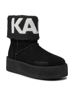 Škornji za sneg iz semiša Karl Lagerfeld črna