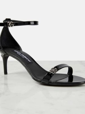 Lakované kožené sandále Dolce&gabbana čierna