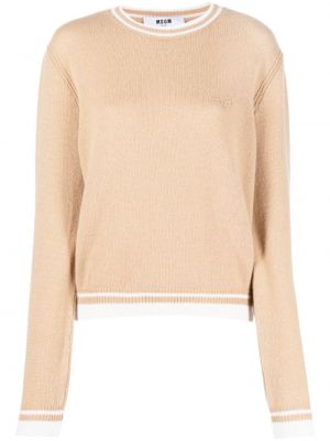 Sweter wełniany z kaszmiru Msgm brązowy