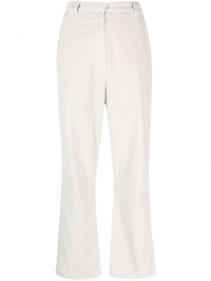 Ravne hlače iz rebrastega žameta Kristensen Du Nord bela
