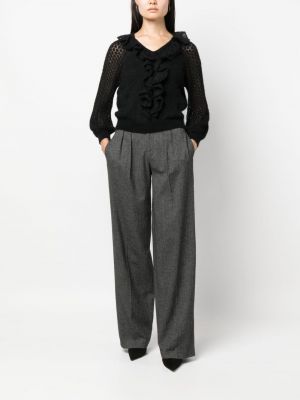 Transparenter strick bluse mit rüschen Alberta Ferretti schwarz