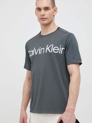 Тениска с дълъг ръкав с принт Calvin Klein Performance сиво