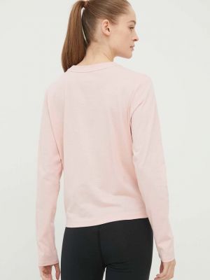 Bavlněné tričko s dlouhým rukávem s dlouhými rukávy Dkny růžové