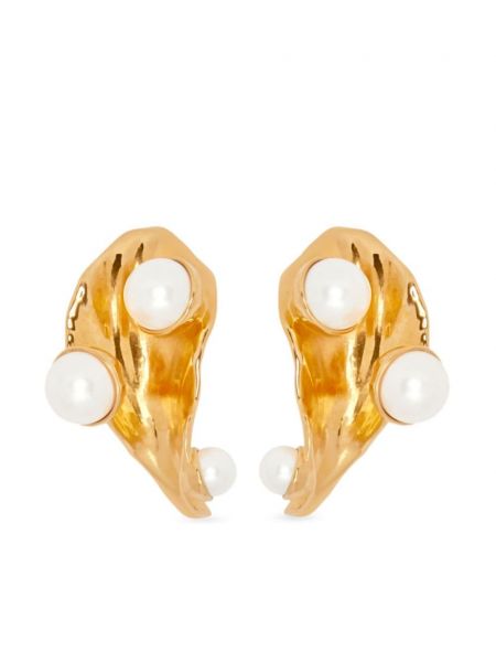 Cercei cu perle cu imprimeu abstract Oscar De La Renta auriu