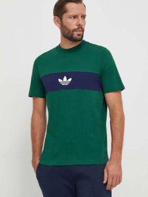 Памучна тениска с дълъг ръкав с принт Adidas Originals зелено