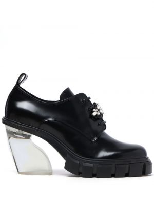 Pantofi cu toc din piele cu model floral Simone Rocha negru