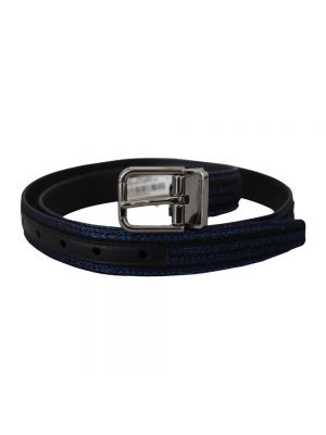Cinturón a rayas con hebilla de tejido jacquard Dolce & Gabbana azul