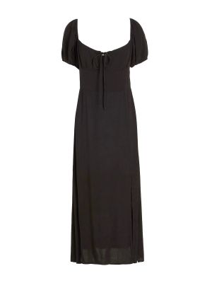 Платье-трапеция из вискозы с пышными рукавами 8 By Yoox черный