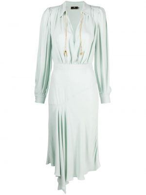Sukienka długa asymetryczna z krepy Elisabetta Franchi niebieska