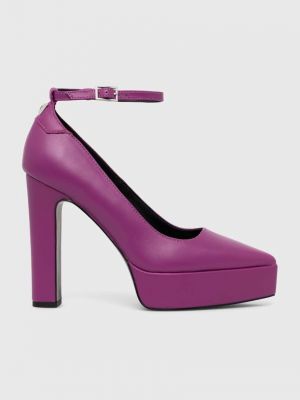 Usnjene salonarji s platformo Karl Lagerfeld vijolična