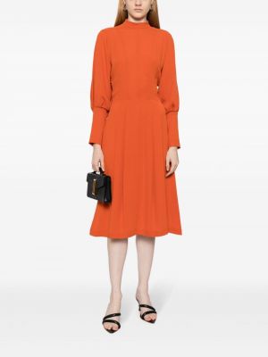 Jedwabna sukienka midi Céline Pre-owned pomarańczowa