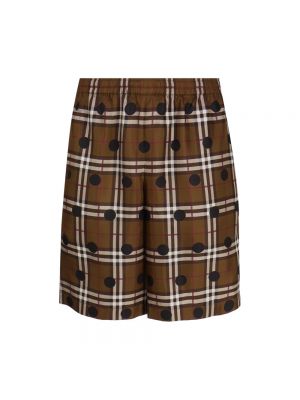 Pantalones cortos de seda con lunares Burberry marrón