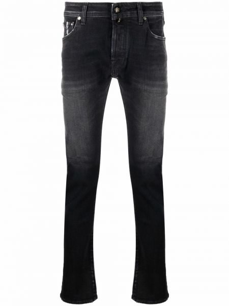 Skinny fit džínsy s nízkym pásom Jacob Cohen čierna