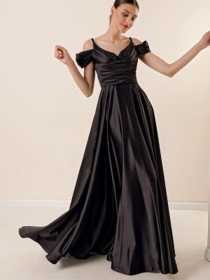 Satynowa sukienka wieczorowa By Saygı czarna