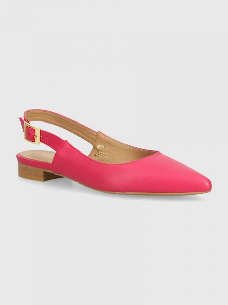 Bőr balerina cipők sarokkal Wojas rózsaszín