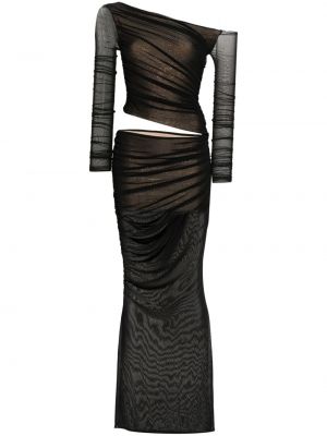 Βραδινό φόρεμα με διαφανεια Retrofete μαύρο