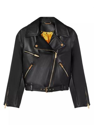 Кожаная куртка Versace черная