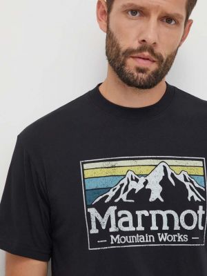 Tričko s potiskem s přechodem barev Marmot černé