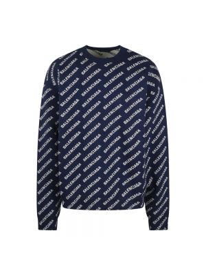 Sweter żakardowy Balenciaga niebieski