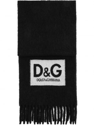 Dolce & Gabbana bufanda con flecos y logo - Negro Dolce & Gabbana