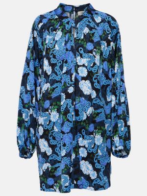 Сатенена рокля с принт Diane Von Furstenberg синьо