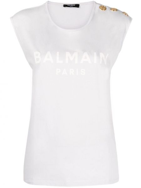 Tank top med knapper med print Balmain blå