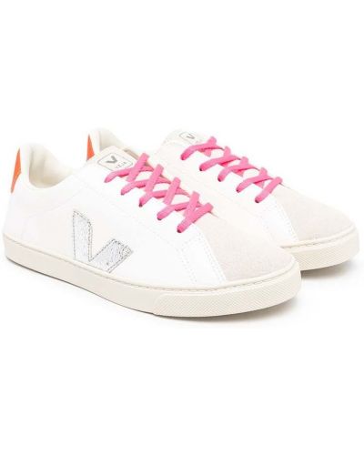 Blonder trykt snøring sneakers for jenter Veja Kids hvit