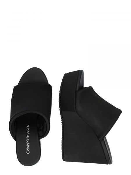 Sandale cu pană Calvin Klein Jeans negru