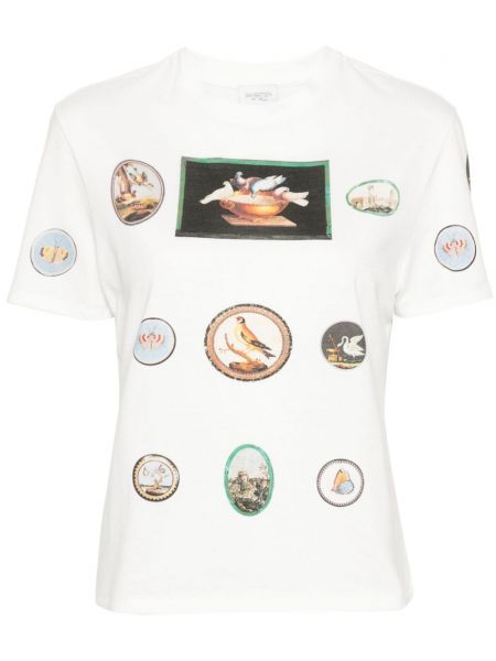 Koszulka bawełniana z nadrukiem Giambattista Valli biała
