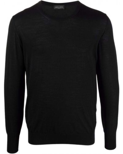 Jersey de tela jersey de cuello redondo Roberto Collina negro