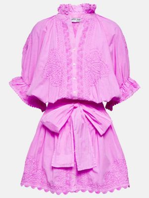 Bavlněné šaty s výšivkou Juliet Dunn fialové