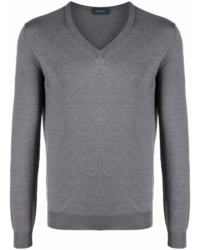 Jersey con escote v de tela jersey Zanone gris