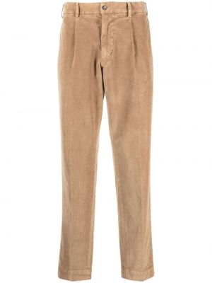 Pantalon droit en velours côtelé plissé Dell'oglio beige