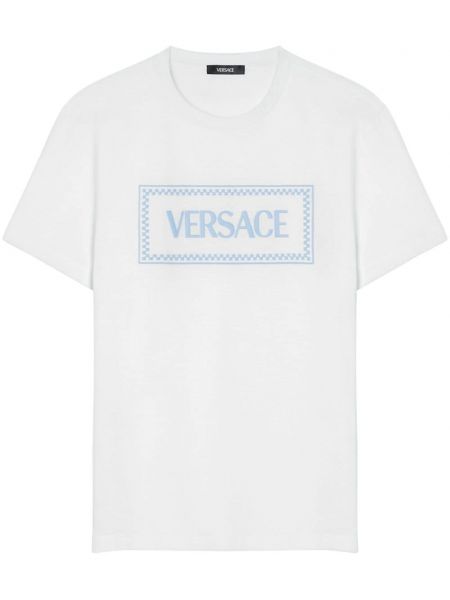 Pamučna majica s vezom Versace bijela