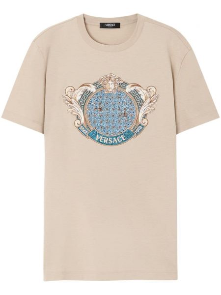 Bavlněné tričko Versace béžové